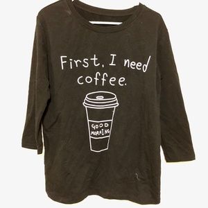 "First, I need coffee." Sweater